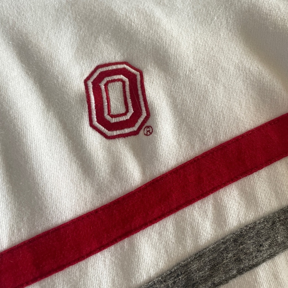 AE Tailgate White Ohio State Quarter-Zip Sweatshirt with Red and Gray Stripes - Picture 2 of 7